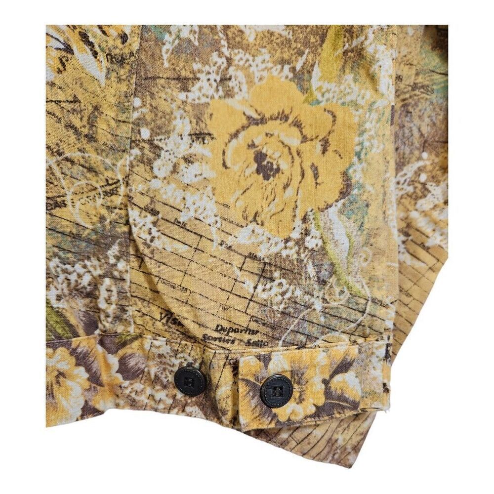Christopher & Banks Linen Blend Yellow Floral Jean Style Jacket Size S - Picture 7 of 10